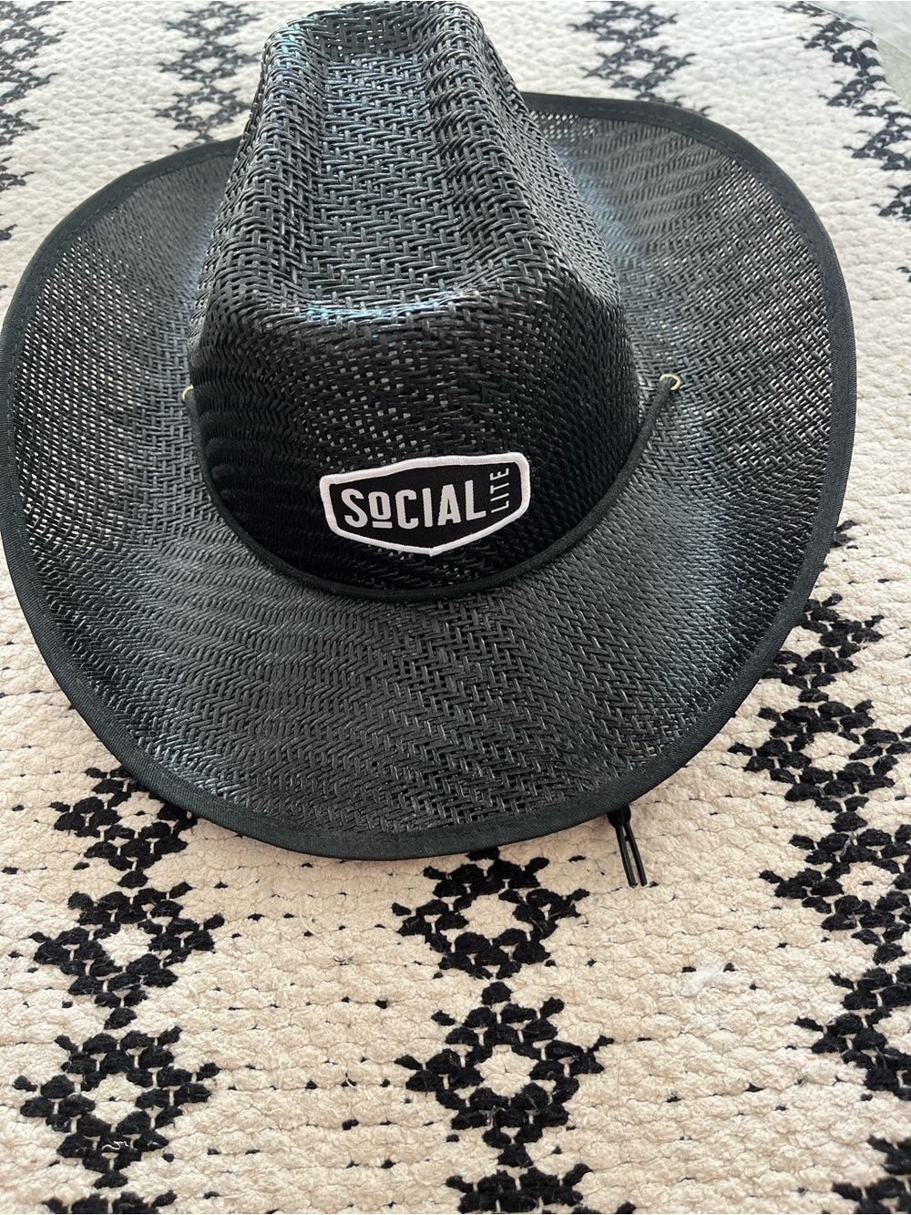 Socialite Black Woven Straw Cowboy Hat with Logo Patch